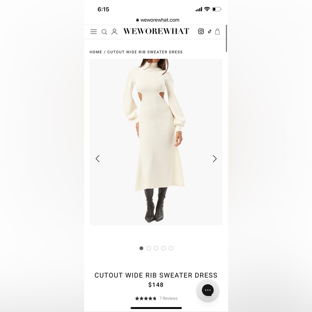 WeWoreWhat Ivory Cutout Sweater Dress - Size XS, NWT